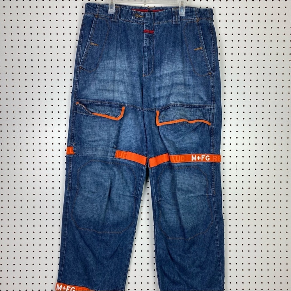 Marithe Francois Girbaud Blue Jeans with Orange Accents
